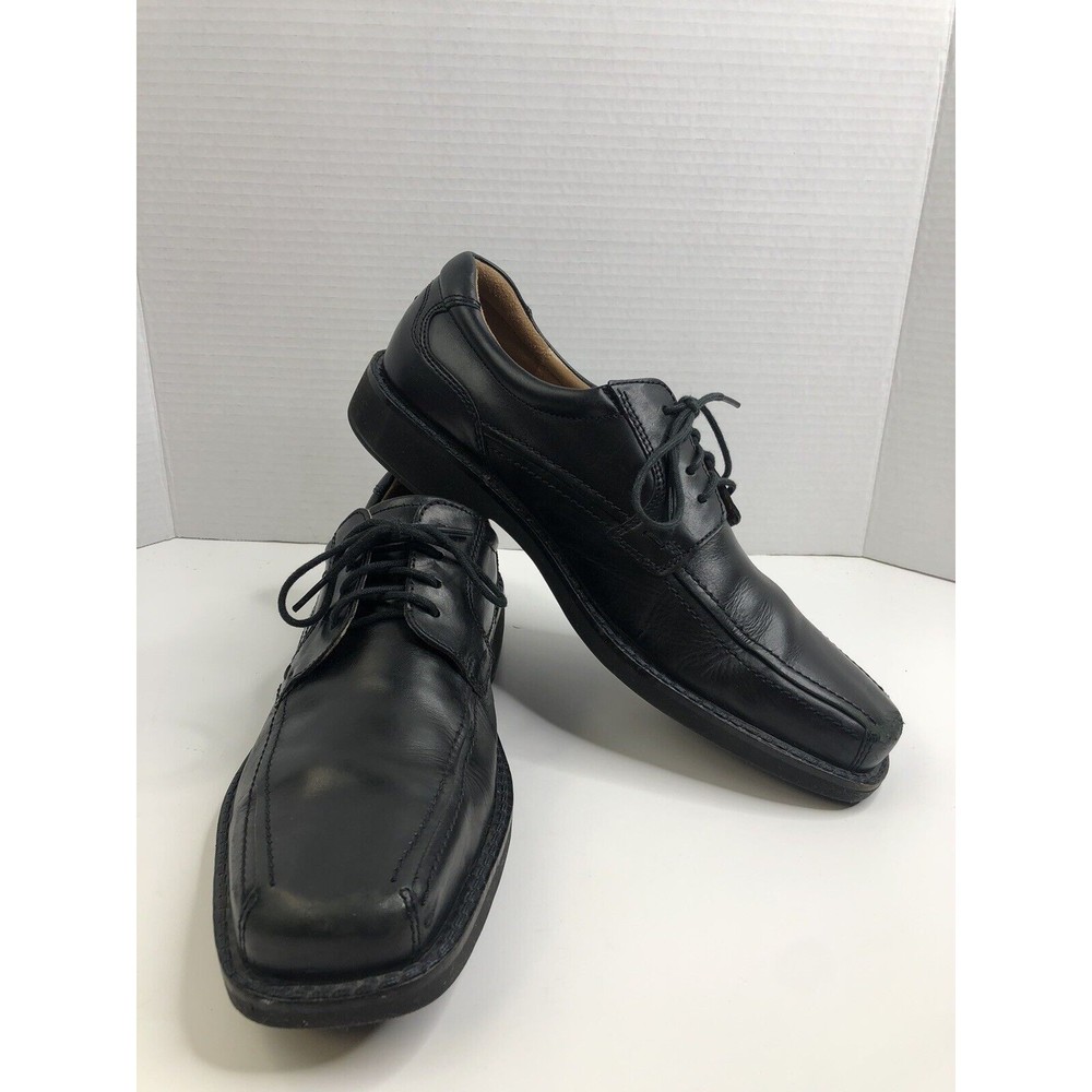 Ecco Helsinki Bike Toe Slip On Shoes Black Leather Mens Dress EU 45 US 11 Loafer